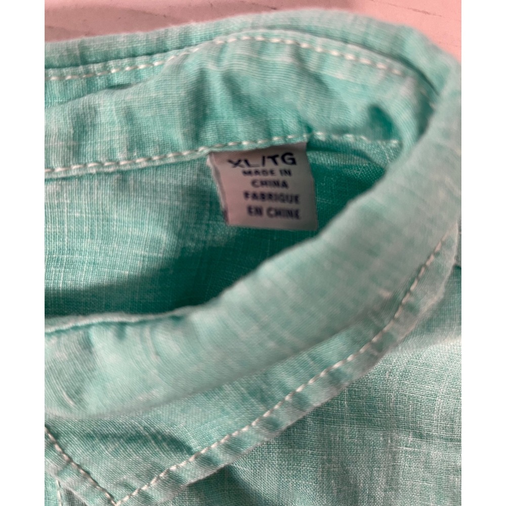 Tommy Bahama Button Down Shirt Mens XL Green Linen Long Sleeve Pocket - Picture 3 of 8